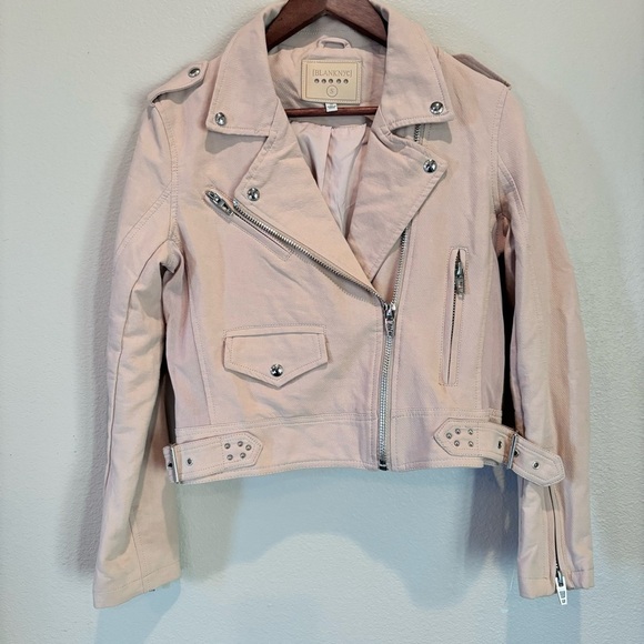 Blank NYC Moto Jacket, Color:Cream, Small, Modern Biker Casual Punk Streetwear - Picture 7 of 12